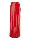 Msgm Red Sequin Skirt With Rear Single Slit
