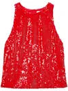 Msgm Cardinal Red Sequin-embellished Sleeveless Top In Red