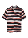 Msgm Multicolor Shirt With All-over Asymmetric Striped Motif In Cotton Man In Red