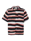 Msgm Multicolor Shirt With All-over Asymmetric Striped Motif In Cotton Man In Red