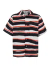 Msgm Multicolor Shirt With All-over Asymmetric Striped Motif In Cotton Man In Red