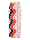 Msgm Red Skirt With Pencil Design And All-over Printed Motif