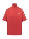 Msgm High Neck Jersey T-shirt In Red