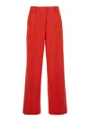 Msgm Red Tailored Pants With Belt Loops In Viscose Blend Woman