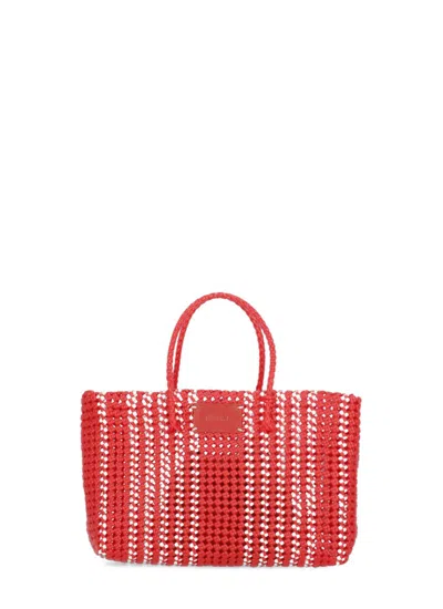 Msgm Red Tote Woven Bag