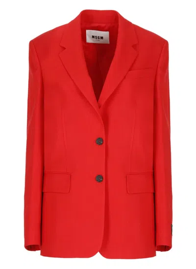 Msgm Red Viscose Blazer