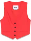 Msgm Fitted V-neck Vest Two Pockets In Red