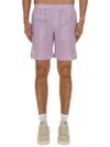 Msgm Regular Fit Cupro Shorts With Logo Detail