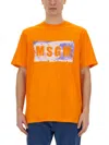 Msgm Regular Fit T-shirt With Logo In Orange