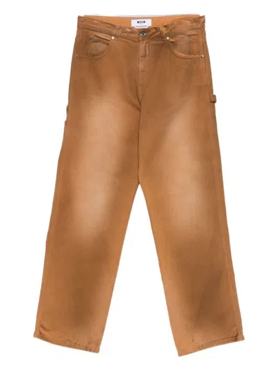 MSGM RELAXED FIT BEIGE TROUSERS