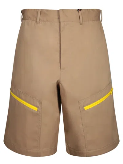 Msgm Relaxed Fit Bermuda Shorts With Zippered Pockets In Brown