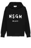Msgm Logo Print Cotton Hoodie In Black