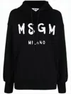 Msgm Relaxed Fit Black Hoodie With Bold Lettering In Black