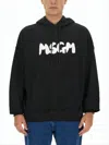 Msgm Relaxed Fit Black Hoodie With Bold Logo In Black