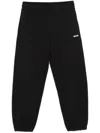 Msgm Black Cotton Sweatpants With White Logo In Black