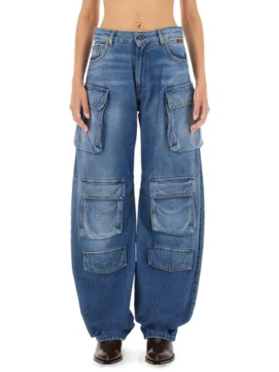 Msgm Relaxed-fit Cargo Jeans With Multi-pocket Design In Blue