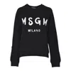 Msgm Relaxed Fit Cotton Sweater With Graphic Lettering In Black