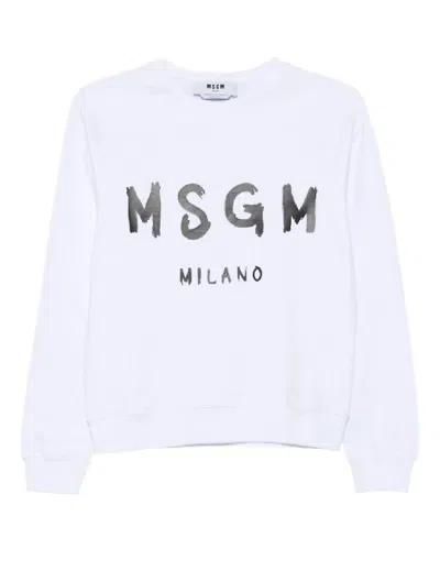 Msgm Relaxed-fit Graphic Print Sweatshirt In White