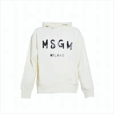 Msgm Relaxed-fit Hoodie With Bold Graphic Logo In White