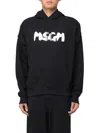 Msgm Relaxed Fit Hoodie With Contrasting Graphic Logo In Black