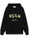 Msgm Relaxed Fit Cotton Hoodie Logo In Black