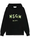 Msgm Relaxed Fit Logo Print Cotton Hoodie In Black