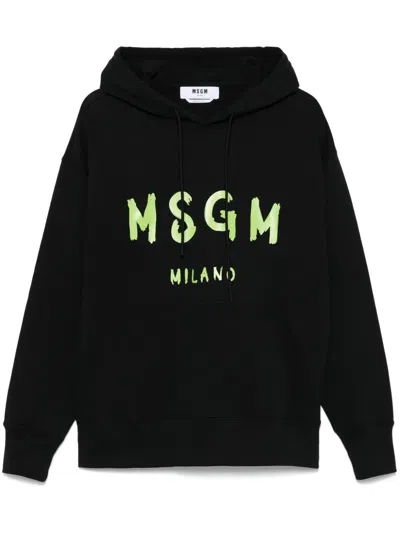 MSGM MSGM RELAXED FIT LOGO PRINT COTTON HOODIE