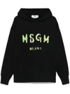 Msgm Relaxed Fit Cotton Hoodie Logo In Black