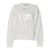 Msgm Relaxed Fit Sequin-overlay Sweater With Logo Detail In White