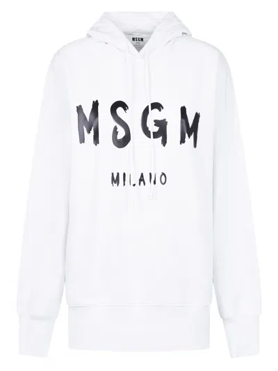 Msgm Relaxed Fit Sweatshirt In White