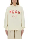 Msgm Relaxed-fit Sweatshirt With Brushed Logo In Neutrals