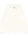 Msgm White Cotton Hoodie With Black Logo In Neutrals