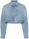 Msgm Cotton Denim Crop Shirt In Blue