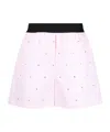 Msgm Rhinestone-embellished Striped Shorts In Pink