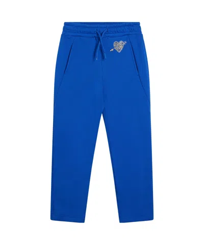 Msgm Rhinestone-embellished Track Pants In Blue