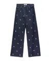 Msgm Rhinestone-logo Wide-leg Jeans In Black