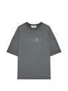 Msgm Rhinestone T-shirt In Gray
