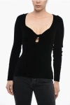 Msgm Ribbed Chenille Top With Twisted Detail