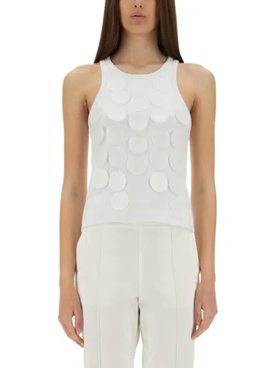 Msgm Embellished Cotton Sleeveless Tops In White