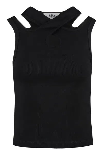 MSGM RIBBED COTTON TOP