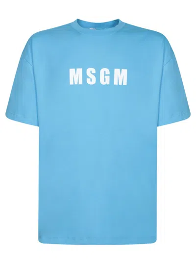 Msgm Ribbed Crew Neck Blue T-shirt
