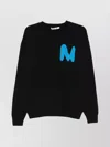 Msgm Ribbed Crew Neck Sweater With Long Sleeves In Black