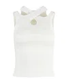 Msgm White Rib Tank Top In White