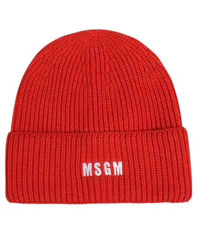 Msgm Ribbed Knit Beanie