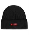 Msgm Logo-embroidered Ribbed-knit Beanie In Black