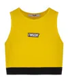 Shop Msgm Ribbed-knit Cropped Tank Top In Yellow