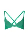 Msgm Ribbed Knit Logo-hem Bra In Green