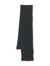 Msgm Ribbed-knit Red-trim Scarf In Gray