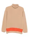 Msgm Ribbed Knit Sweater With High Turtleneck In Nude