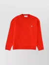 Msgm Ribbed Neckline Knit Sweater And Cuffs In Red